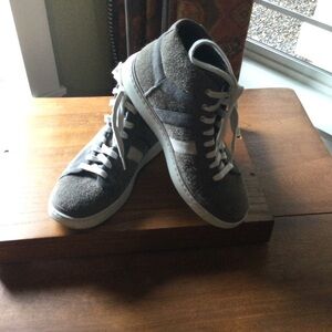 UGG Gray Suede High-Top Sneakers with White Accents